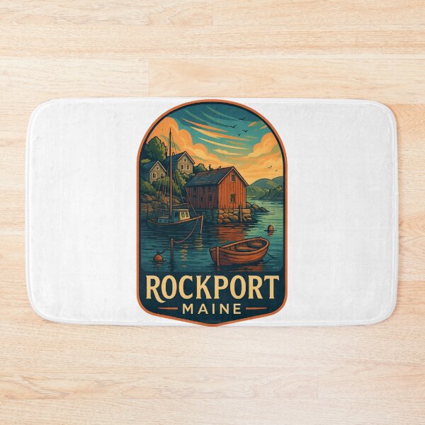 Item preview, Rockport Maine Harbor with Boats and Coastal Cottages designed and sold by Aryabek.