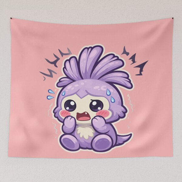 Item preview, Scared Wobblet Sticker – Cute Anxious Purple Mascot designed and sold by TroyTheTerrific.