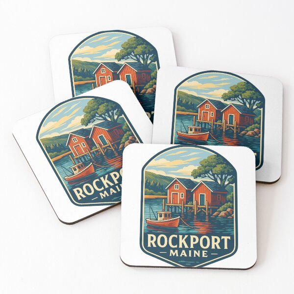 Item preview, Rockport Maine Dock Houses and Fishing Boat on Quiet Harbor designed and sold by Aryabek.