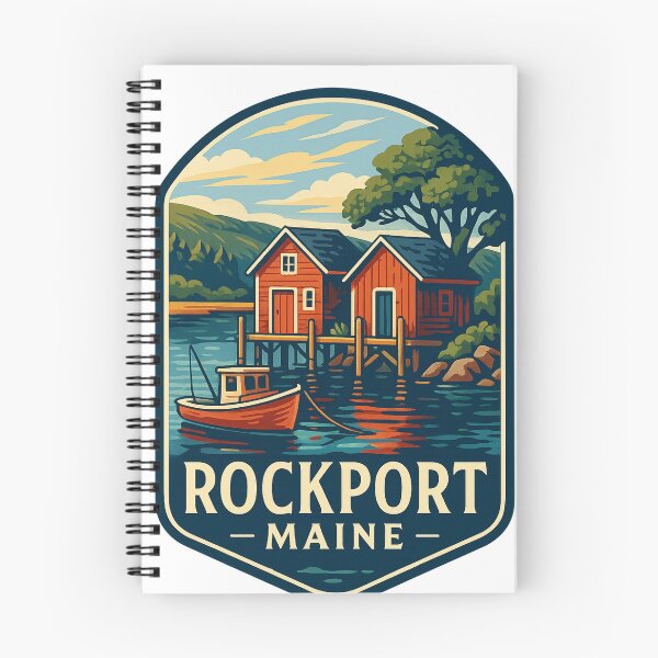 Item preview, Rockport Maine Dock Houses and Fishing Boat on Quiet Harbor designed and sold by Aryabek.