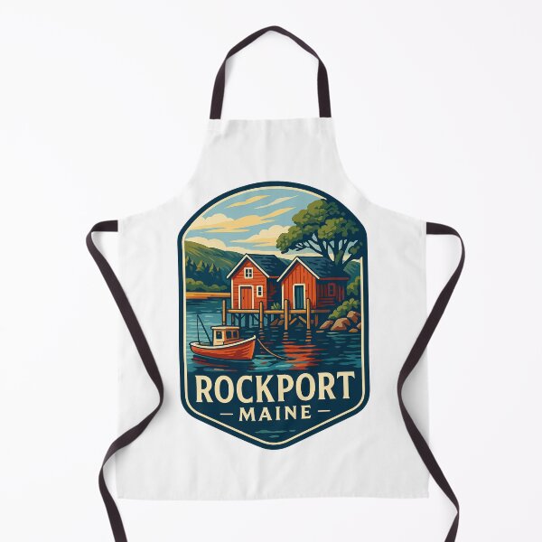 Item preview, Rockport Maine Dock Houses and Fishing Boat on Quiet Harbor designed and sold by Aryabek.