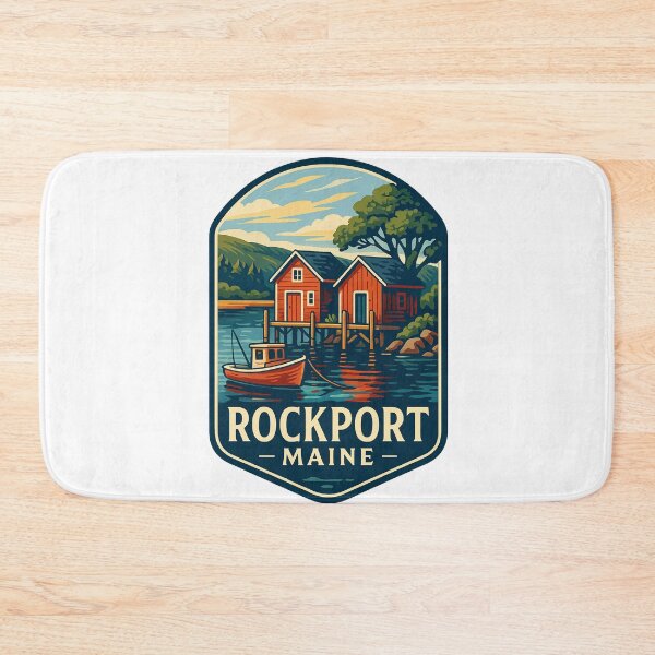 Item preview, Rockport Maine Dock Houses and Fishing Boat on Quiet Harbor designed and sold by Aryabek.