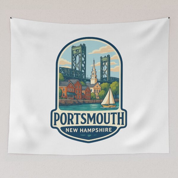 Item preview, Portsmouth New Hampshire Waterfront and Memorial Bridge designed and sold by Aryabek.