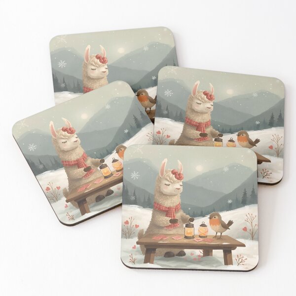 Item preview, Valentine’s Llama & Wren Couple • Whimsical Highland Heart Prep Art designed and sold by WildlifeWhimsy.