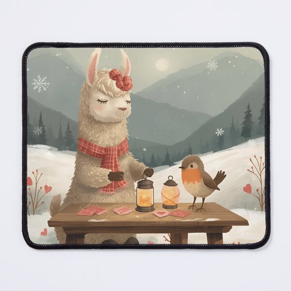 Item preview, Valentine’s Llama & Wren Couple • Whimsical Highland Heart Prep Art designed and sold by WildlifeWhimsy.