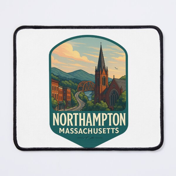 Item preview, Northampton Massachusetts Bridge and Church with Mountain Backdrop designed and sold by Aryabek.