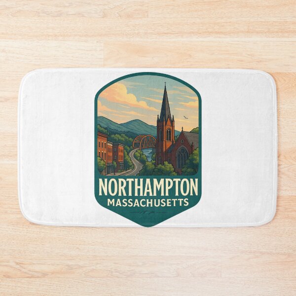 Item preview, Northampton Massachusetts Bridge and Church with Mountain Backdrop designed and sold by Aryabek.