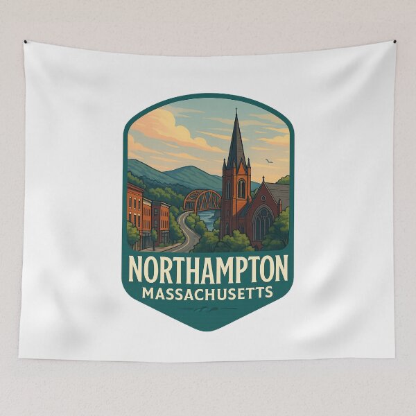 Item preview, Northampton Massachusetts Bridge and Church with Mountain Backdrop designed and sold by Aryabek.