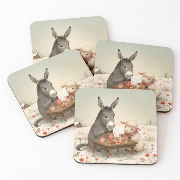 Item preview, Valentine’s Donkey & Lamb Couple • Whimsical Countryside Heart Prep Art designed and sold by WildlifeWhimsy.