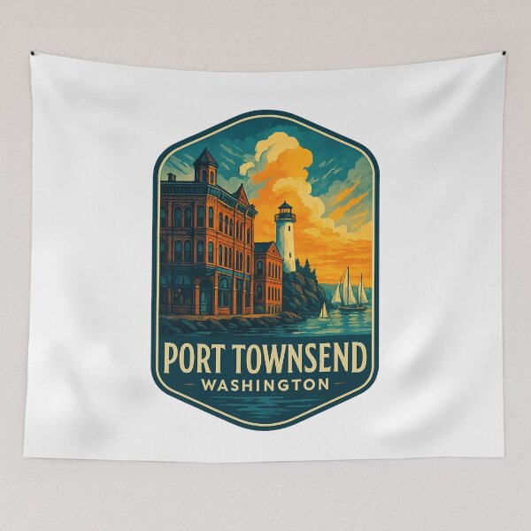 Item preview, Port Townsend Washington Waterfront and Lighthouse at Sunset designed and sold by Aryabek.