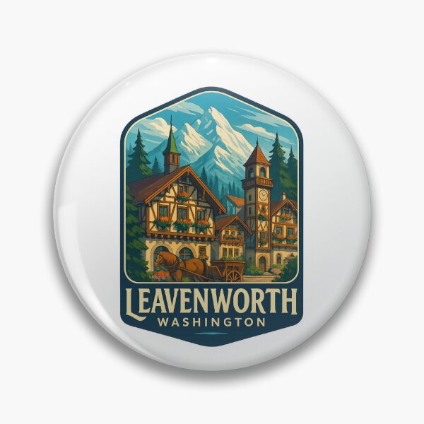 Item preview, Leavenworth Washington Bavarian Village and Cascade Mountains designed and sold by Aryabek.