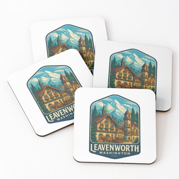 Item preview, Leavenworth Washington Bavarian Village and Cascade Mountains designed and sold by Aryabek.