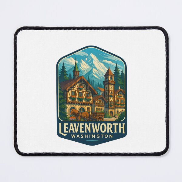 Item preview, Leavenworth Washington Bavarian Village and Cascade Mountains designed and sold by Aryabek.