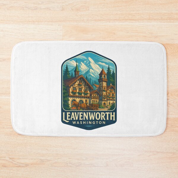 Item preview, Leavenworth Washington Bavarian Village and Cascade Mountains designed and sold by Aryabek.