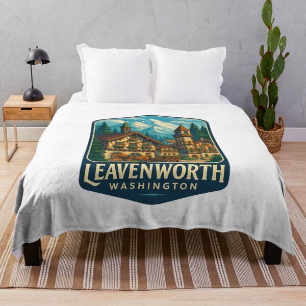 Item preview, Leavenworth Washington Bavarian Village and Cascade Mountains designed and sold by Aryabek.
