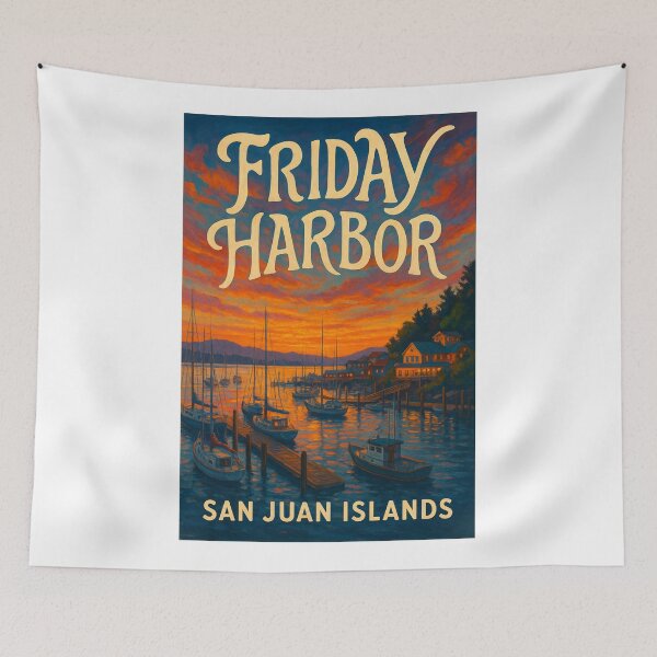 Item preview, Friday Harbor Marina and Sunset Sky on San Juan Island designed and sold by Aryabek.