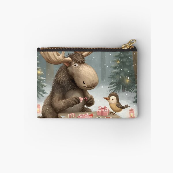 Item preview, Valentine’s Moose & Chickadee Couple • Whimsical Forest Heart Prep Art designed and sold by WildlifeWhimsy.