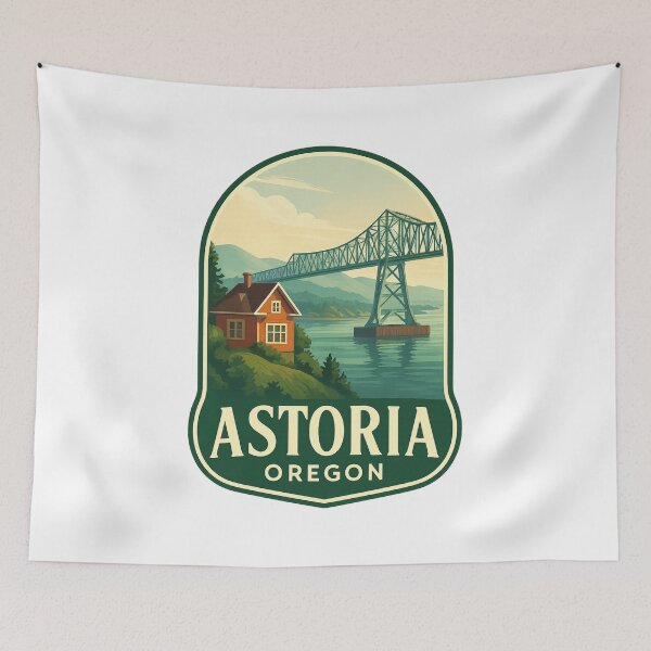 Item preview, Astoria Oregon Bridge and Historic House by Columbia River designed and sold by Aryabek.