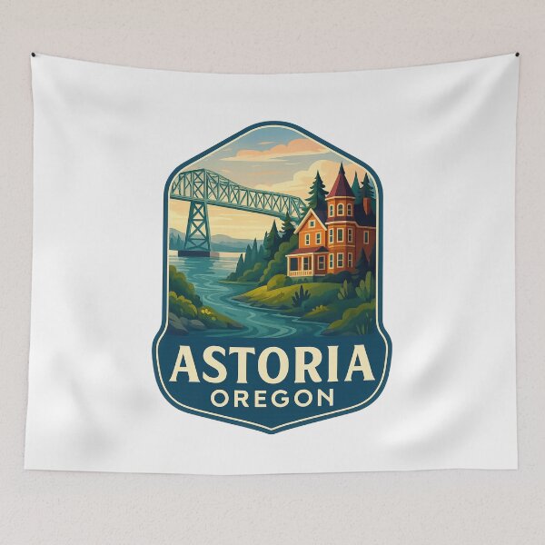 Item preview, Astoria Oregon Bridge and Queen Anne Victorian House designed and sold by Aryabek.