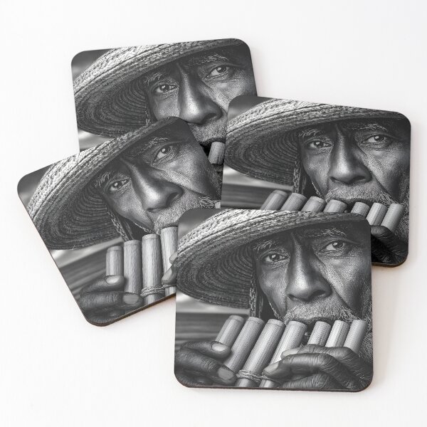 Item preview, Elderly Musician Playing Pan Flute by the Shoreline designed and sold by Artessie.