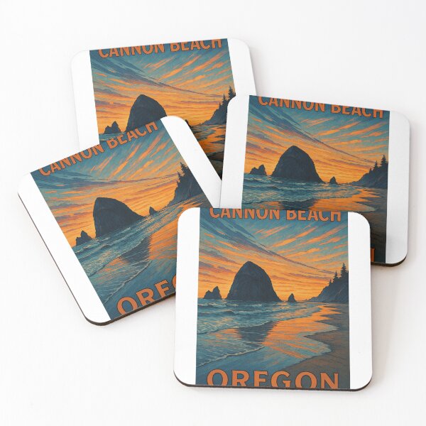 Item preview, Cannon Beach Oregon Sunset with Haystack Rock and Surf designed and sold by Aryabek.