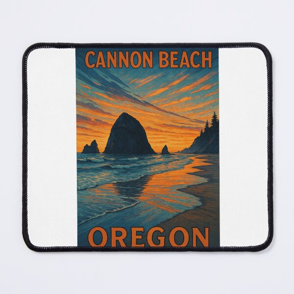 Item preview, Cannon Beach Oregon Sunset with Haystack Rock and Surf designed and sold by Aryabek.