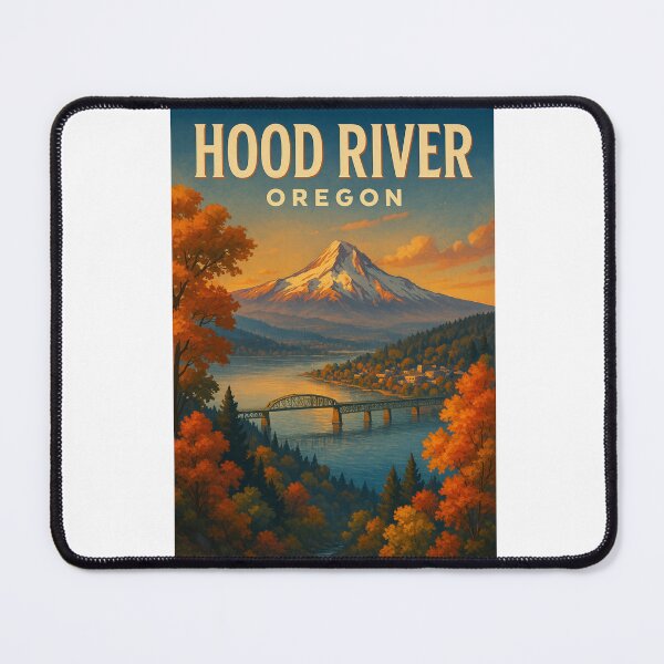 Item preview, Hood River Oregon Bridge and Mount Hood in Autumn designed and sold by Aryabek.