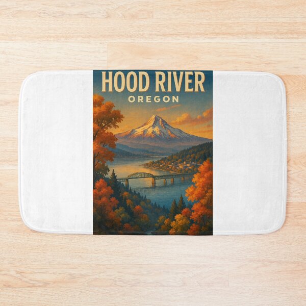 Item preview, Hood River Oregon Bridge and Mount Hood in Autumn designed and sold by Aryabek.