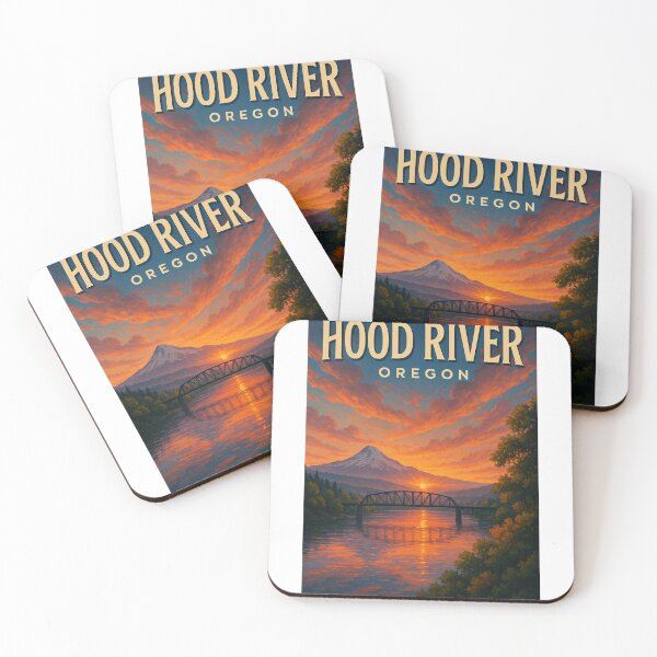Item preview, Hood River Oregon Sunset with Mount Hood and Columbia River Bridge designed and sold by Aryabek.