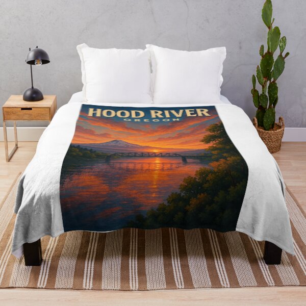 Item preview, Hood River Oregon Sunset with Mount Hood and Columbia River Bridge designed and sold by Aryabek.