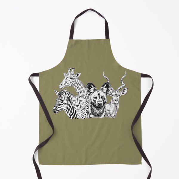 Item preview, Safari Five – Giraffe, Zebra, Cheetah, African Wild Dog & Kudu (Black-and-White Line Art) designed and sold by MvuuStudio.