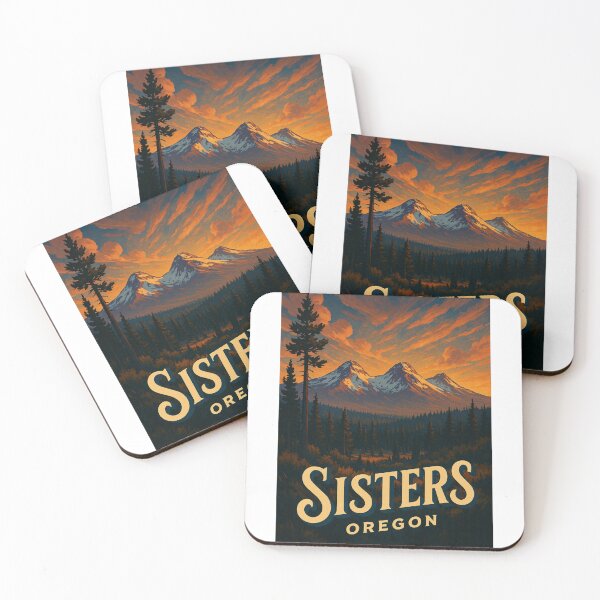 Item preview, Sisters Oregon Sunset with Cascade Peaks and Pine Forest designed and sold by Aryabek.