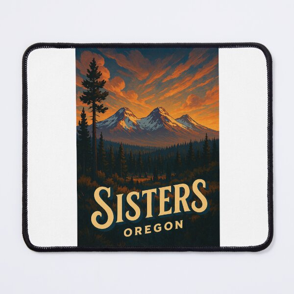 Item preview, Sisters Oregon Sunset with Cascade Peaks and Pine Forest designed and sold by Aryabek.