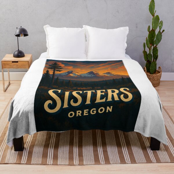 Item preview, Sisters Oregon Sunset with Cascade Peaks and Pine Forest designed and sold by Aryabek.