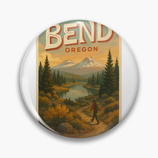 Item preview, Bend Oregon Trail Hiker with Cascade Mountains and River designed and sold by Aryabek.