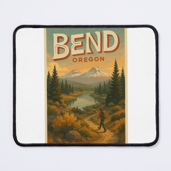 Item preview, Bend Oregon Trail Hiker with Cascade Mountains and River designed and sold by Aryabek.