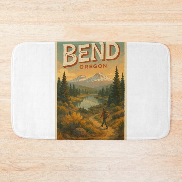 Item preview, Bend Oregon Trail Hiker with Cascade Mountains and River designed and sold by Aryabek.