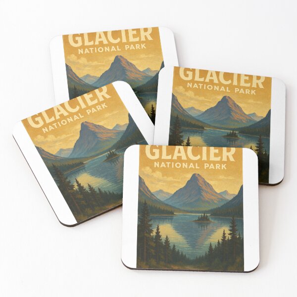 Item preview, Glacier National Park Montana Mountain and Lake View at Sunset designed and sold by Aryabek.