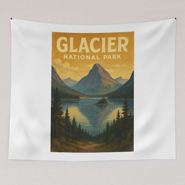 Item preview, Glacier National Park Montana Mountain and Lake View at Sunset designed and sold by Aryabek.
