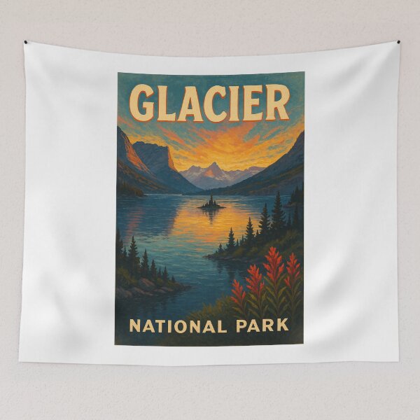 Item preview, Glacier National Park Montana Sunset over St Mary Lake and Mountains designed and sold by Aryabek.
