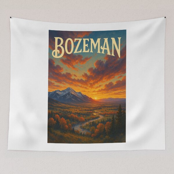 Item preview, Bozeman Montana Sunset Valley with Gallatin Range and River designed and sold by Aryabek.