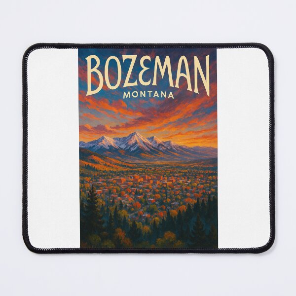 Item preview, Bozeman Montana Cityscape with Bridger Mountains at Sunset designed and sold by Places On Earth.
