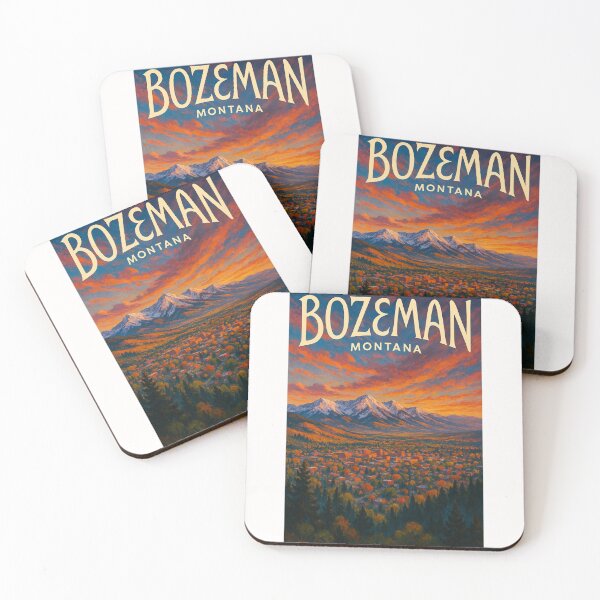Item preview, Bozeman Montana Cityscape with Bridger Mountains at Sunset designed and sold by Places On Earth.