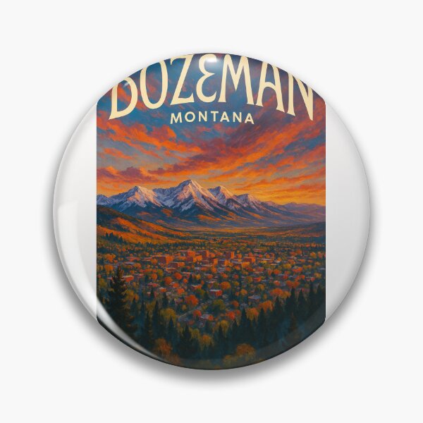 Item preview, Bozeman Montana Cityscape with Bridger Mountains at Sunset designed and sold by Places On Earth.