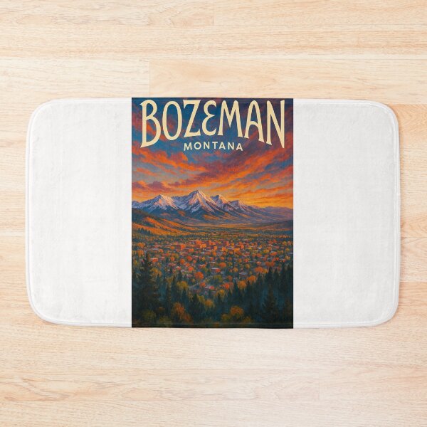 Item preview, Bozeman Montana Cityscape with Bridger Mountains at Sunset designed and sold by Places On Earth.