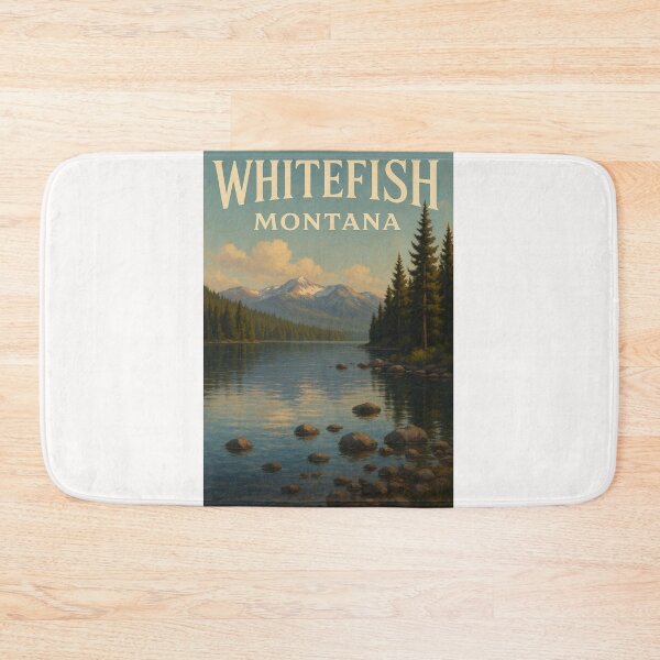Item preview, Whitefish Montana Lakefront View with Rocky Mountains and Forest designed and sold by Places On Earth.