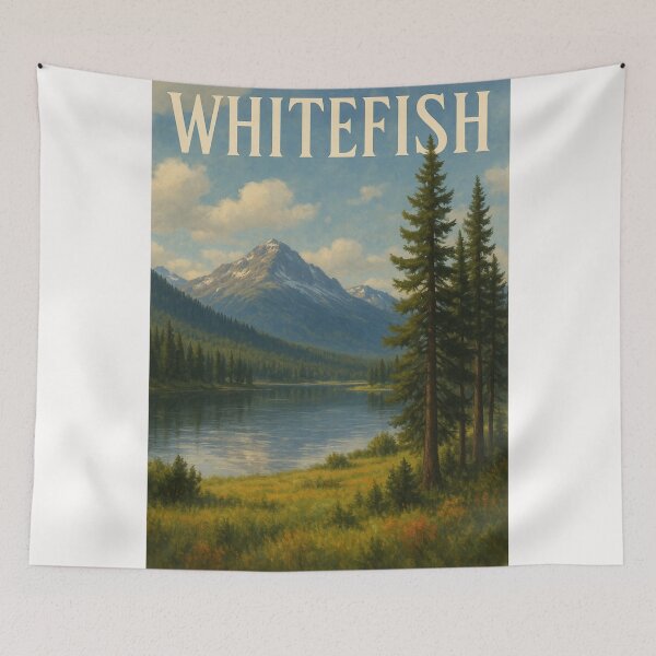 Item preview, Whitefish Montana Lakefront View with Mountains and Pines designed and sold by Places On Earth.