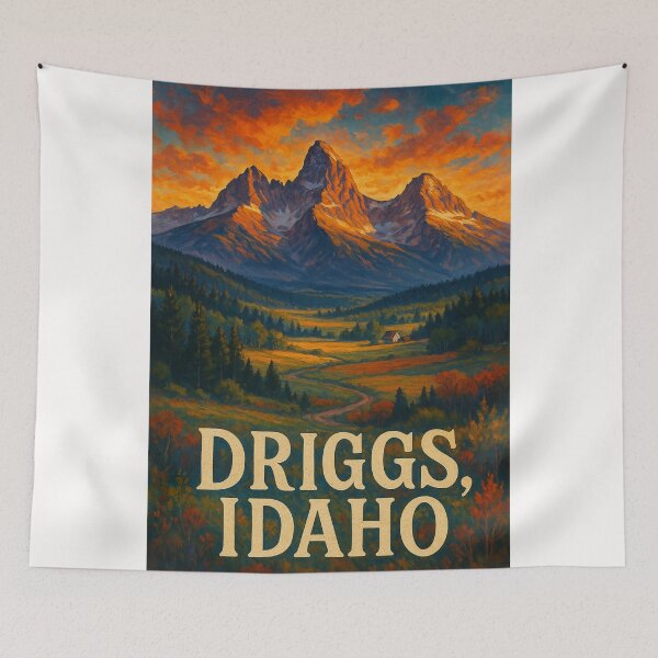 Item preview, Driggs Idaho Autumn Landscape with Grand Tetons and Farmhouse designed and sold by Places On Earth.