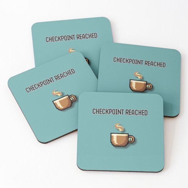 Item preview, Checkpoint Reached – Funny Gamer Coffee Pixel Art Design designed and sold by MadeInNapTime.