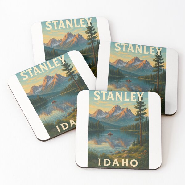 Item preview, Stanley Idaho Alpine Lake Scene with Sawtooth Mountains and Canoe designed and sold by Places On Earth.